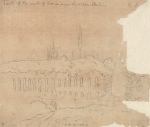 Partie de la muraille de Rome près de la Villa Médicis - John Robert Cozens