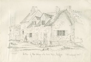 Stafford - Vieux cottage dans les murs arrière : dessin à la plume et à l