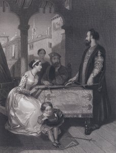 Gentile Bellini et les descendants du grand Enrico Dandolo (gravure) - John Rogers (after) Herbert