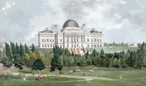 Façade ouest du Capitole des États-Unis avec des vaches au premier plan, 1831 - John Rubens Smith