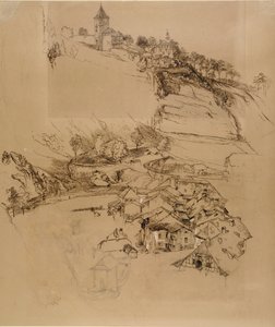 Fribourg, Suisse : Croquis à la plume, juillet ou août - septembre 1856 - John Ruskin