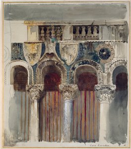 Étude de la marqueterie de marbre sur la façade de la Casa Loredan, Venise, septembre-octobre 1845