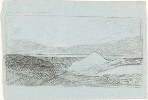 Paysage avec collines et eau