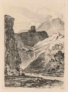 Liber Studiorum : Planche 12, Château de Dolbadern, Lac Llanberris, Nord du Pays de Galles