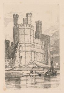 Liber Studiorum : Planche 28, Château de Caernarvon, N. Pays de Galles - John Sell Cotman