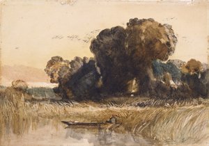 Barque parmi les roseaux - John Sell Cotman