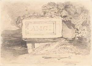 Tombeau ruiné inscrit "A.M.G." - John Sell Cotman