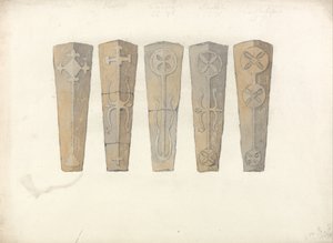 Études de cinq couvercles de cercueils provenant d