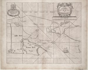 Carte de Bombay et Sallset par Samuel Thornton, hydrographe de la Compagnie des Indes orientales, publiée pour la première fois vers 1685 - John Seller