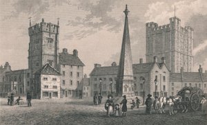 Place du marché de Richmond, église de la Trinité et donjon du château de Richmond, 1831 - John Shury