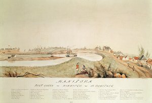 Manitoba, montrant un poste de traite de la Compagnie de la Baie d