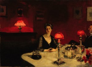 Le verre de porto (Une table de dîner la nuit)