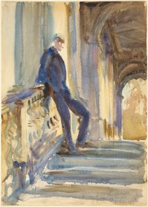 Sir Neville Wilkinson sur les marches du pont palladien à Wilton House, 1904-5 - John Singer Sargent
