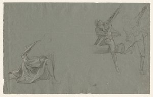 Étude de draperie, deux figures tirant un poteau, 1785-86 - John Singleton Copley