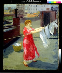Kimono rouge sur le toit - John French Sloan