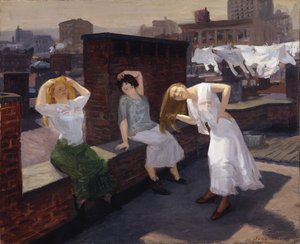 Dimanche, femmes séchant leurs cheveux