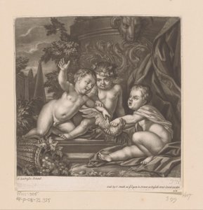 Trois cupidons avec un oiseau