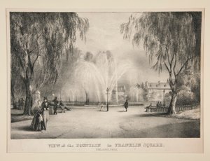 Vue de la fontaine de Franklin Square, Philadelphie