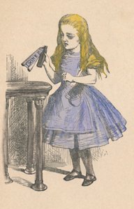 Alice regardant la bouteille avec le signe bois-moi, 1889