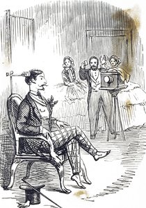 Caricature représentant une pince de tête utilisée pour maintenir le sujet du photographe immobile - John Tenniel
