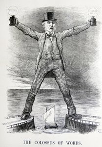 Satire politique représentant William Ewart Gladstone et Benjamin Disraeli