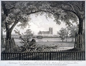 St James Park, depuis le Mall devant le Palais de St James, Westminster, Londres