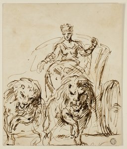 Cybèle sur un char tiré par des lions