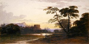 Une figure dans un paysage boisé - John Varley