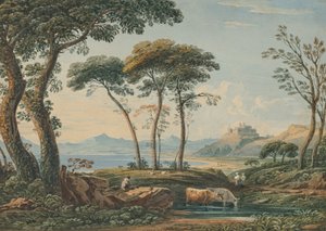 Vue lointaine du château de Harlech et du Snowdon, Nord du Pays de Galles - John Varley