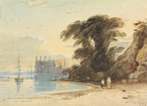 Paysage fluvial avec personnages