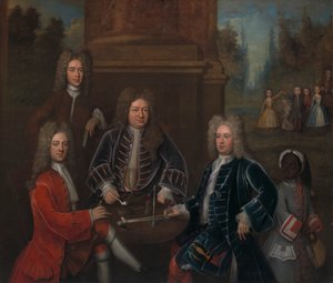 Elihu Yale avec des membres de sa famille et un enfant esclave