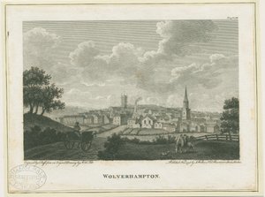 Wolverhampton - Vue sud-ouest : gravure, nd [c 1796] - John Walker