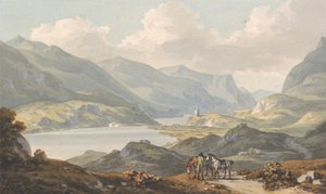 Les lacs de Llanberis - de la route de Caernarfon allant à Llanberis, Caernarfonshire - John Warwick Smith
