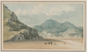 Vue sur les sables de Fraeth Mawr, vers Snowdon, en les traversant entre Penmorsa et Cynant, Merionethshire, 21 juillet 1795