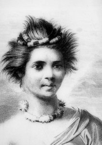 Femme hawaïenne portant un collier de plumes, XVIIIe siècle