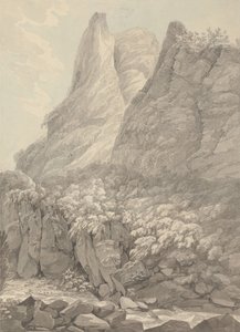 Thurshouse Tor depuis la rivière Manifold, Derbyshire - John Webber