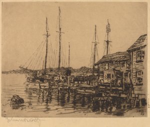 Bateaux de pêche le long du quai, Noank, Connecticut
