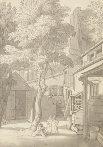 La cour de la maison de M. Bank, Northernhay, Exeter - John White Abbott