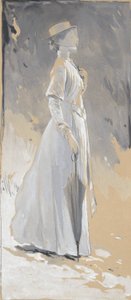 Jeune femme en blanc : Mlle Cynthia - John White Alexander