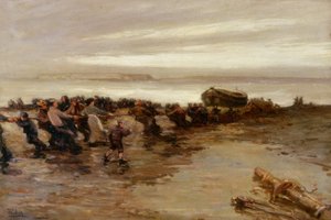 Remontée du canot de sauvetage, Holy Island, c.1910-20 - John William Gilroy