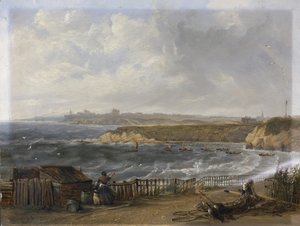 Cullercoats regardant vers Tynemouth - Marée montante