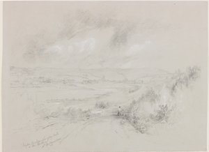 Haydon Bridge, château de Langley au loin - John Wilson Carmichael