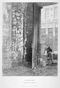 Cripplegate Postern, dans le cimetière de St Giles sans Cripplegate, London Wall, Londres, 1851