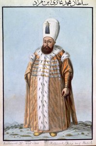 Mahomet (Mehmed) III (1566-1603) Sultan de 1595 à 1603, tiré de « Une série de portraits des empereurs de Turquie ».