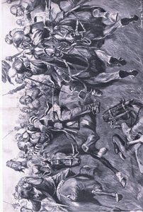 Marston Moor, 2 juillet 1644 : La cavalerie écossaise sous Leslie attaquant le flanc du prince Rupert (illustration de British Battles on Land and Sea) - John de Walton