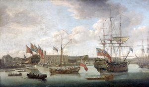 Lancement au chantier naval de Deptford, vers 1750