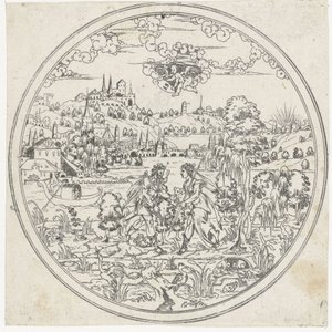 Diane et Endymion (Fonds de plats : paysages avec représentations bibliques et mythologiques) - Jonas Silber