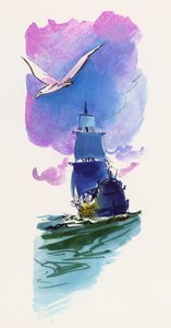 Illustration pour Les Voyages de Gulliver, roman de Jonathan Swift (1667-1745), dessin