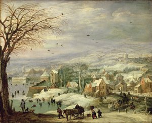 Paysage de village en hiver, c.1615-20 - Joos or Josse de Momper