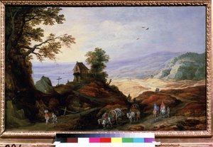 Paysage avec chapelle sur une colline